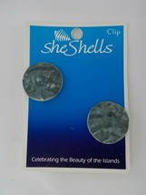 She Shells Clip On Earrings Sea Foam Green Colored Sea Shells Fashion Jewelry - £10.97 GBP