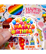 50 PCS Happy Birthday Sticker Pack, Balloon Cake Party Stickers, Holiday... - £10.55 GBP