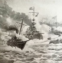 Naval Battle Manila Bay Spanish American War1899 Victorian Print DWV7C - £23.58 GBP