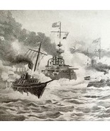 Naval Battle Manila Bay Spanish American War1899 Victorian Print DWV7C - £23.58 GBP
