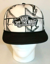 Vans Off The Wall Unisex Skateboard Snapback Trucker Hat Cap Black And White - £12.32 GBP