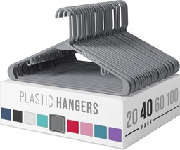Clothes Hangers Plastic 40 Pack - Grey Plastic Hangers - The - £25.78 GBP