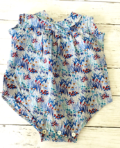 Soor Ploom Baby Girl Magnolia Romper One Piece Floral Blue Size 0-6 Mont... - £40.17 GBP