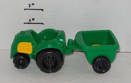 Fisher Price Current Little People Tractor &amp; Fertilizer Cart Green Yellow FPLP - $9.75