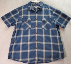Carhartt Shirt Mens 2XL Blue Plaid Cotton Short Sleeve Logo Collared Button Down - £11.64 GBP