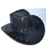 2 SEQUIN BLACK COWBOY HAT party supply western hats mens womens COWGIRL ... - £18.60 GBP