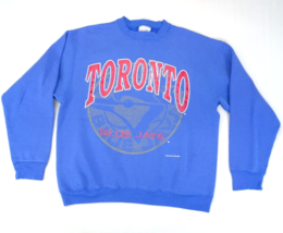 VINTAGE Toronto Blue Jays Sweatshirt Adult L Blue 1991 Distressed Graphic MLB - £26.53 GBP