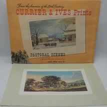 Vintage Currier &amp; Ives Pastoral Scenes 4 Print Collectible Art Portfolio - £47.44 GBP