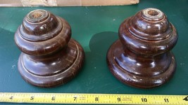 7BBB77 Pair Of Wood Turnings (Pine??) From Chandelier: 3-5/8&quot; Diameter, 3-1/4&quot; - £7.46 GBP