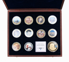 Vatican City Medals Set 11 BU Medals Colored in Luxury Wooden Case + CoA... - £168.18 GBP