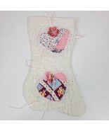 Vintage Hand Stitched Quilted w/ Hearts Christmas Stocking 12 Inch - $14.00
