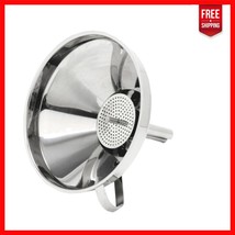 Heavy-Duty Stainless Steel Funnel (5.5”) with Strainer - No Spill Cookin... - $30.06