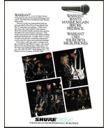 Warrant Erik Turner Joey Allen 1991 Shure Microphone advertisement mic a... - $4.50