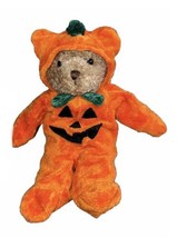 Vintage G.A.C. 1998 Plush Teddy Bear in Orange Pumpkin Costume 9” Halloween - £9.39 GBP