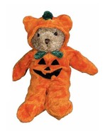 Vintage G.A.C. 1998 Plush Teddy Bear in Orange Pumpkin Costume 9” Halloween - £8.95 GBP