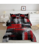 Red Black And Grey Comforter Geometric Artistic Smear Comforter Set Abst... - $78.99