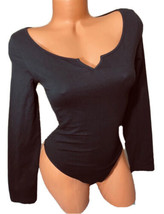 Victoria’s Secret PINK Basic Solid Black Thong Bodysuit Top Stretch Size S NWT - £13.10 GBP