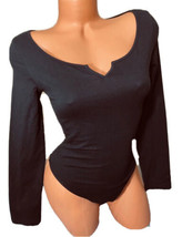 Victoria’s Secret PINK Basic Solid Black Thong Bodysuit Top Stretch Size S NWT - £12.51 GBP