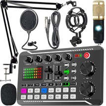 Podcast Equipment Bundle, Mic Kit with Live Sound Card, Adjustable Mic - $1,521.08 MXN