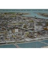 Air View of Yacht Basin &amp; Bay Front Corpus Christi, Texas Vintage Linen ... - £4.35 GBP