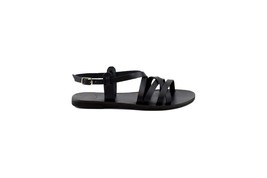Leather sandals strappy ankle cuff black rock gladiator - $72.00