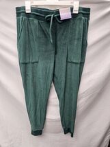 Women's XL Green Lounge Casual Buttery Soft Velour Drawstring Pants Stars Above image 2