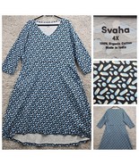 Svaha Dress Womens 4X Blue 3/4 Sleeve Pockets Fit Flare Knee Length Stretch - $39.95