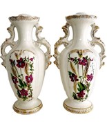 Ceramic Victorian Style Vases Lot Of 2 Hand Painted Signed Maine Alexis SS - $123.42 CAD