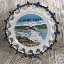 Vintage Niagara Falls Prospect Point Blue &amp; Gold Unique Shaped 8”Collector Plate - £10.08 GBP