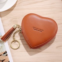 Fashion Heart Shape Women&#39;s Wallets PU Leather Tels Zipper Mini Clutch Key Ring  - £48.13 GBP