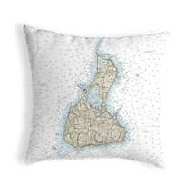 Betsy Drake Block Island, RI Nautical Map Noncorded Indoor Outdoor Pillow 18x18 - £42.63 GBP