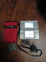 Nintendo DS Lite Gloss Silver Console With charger (Broken Flip Top) NO Stylist - $39.59