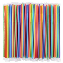 [Individually Wrapped] 200 Pcs Colorful Flexible Plastic Straws, Disposa... - $14.99