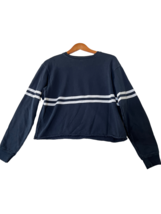 JOHN GALT Womens Sweatshirt Navy Blue Striped Pullover Long Sleeve One Size - $11.51