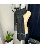 Furla Metallic Knit Scarf, Wool, Black &amp; Gray, Reversible, Designer Luxu... - $123.07 CAD