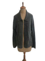 Sigrid Olsen Women&#39;s Cardigan Sweater Beaded Grey Silk Blend Large Colla... - £7.47 GBP