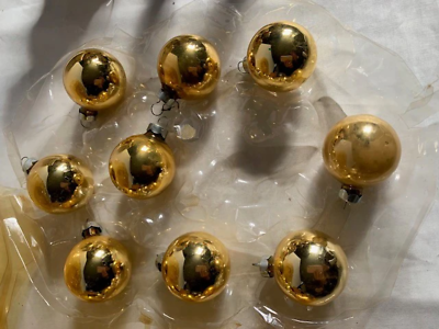 Vintage General Foam Christmas glass ball Ornaments Gold 1.5" & 2" Item image 4