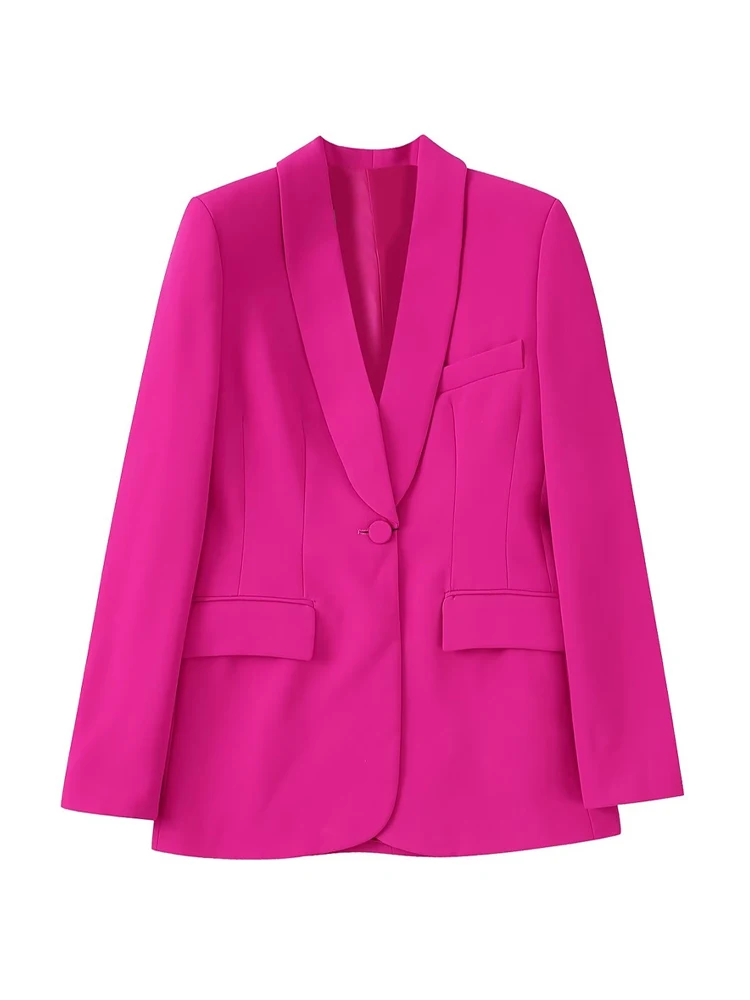 Zevity Women  With Tuxedo Collar Front Button Blazer Coat Vintage Long Sleeve Fl - £121.28 GBP