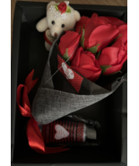VALENTINES 9 PC GIFT SET  7 Red Rose Jasmine Soap Flowers Lotion &amp; Mini ... - £21.18 GBP
