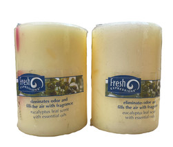 Candle-Lite Fresh Expressions Candle W/Essential Oils 2.75&quot; x 4&quot; Eucalyptus 2 pc - £15.97 GBP