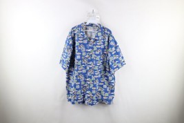 Vtg 90s Disney Mens XL Faded All Over Print Mickey Mouse Surfing Hawaiian Shirt - £77.83 GBP