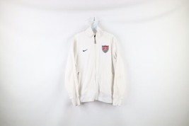 Vtg Nike Mens Large Distressed Striped USMNT USA Soccer Full Zip Jacket White - £43.48 GBP