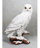 Mystical White Snow Owl Bird Statue 12.25&quot;Tall Nocturnal Bird Wildlife O... - $68.33 CAD