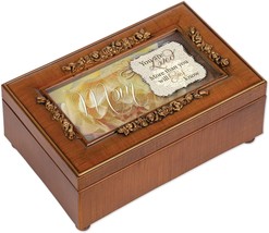 Mom You Are Loved Polished Burlwood With Rosettes Trinket Wind Up Music Box - £22.51 GBP