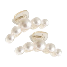 2pc Faux Pearl Hair Claw Shark Clips Small 1.8&quot; Non-Slip Strong Hold New... - £7.90 GBP