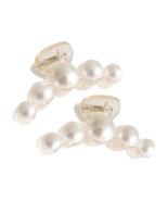 2pc Faux Pearl Hair Claw Shark Clips Small 1.8&quot; Non-Slip Strong Hold New... - £7.96 GBP