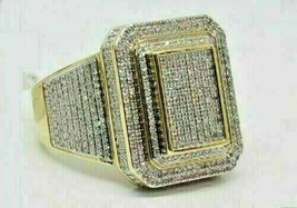 5.50 CT Rundschliff Labor Erstellt Diamanten Cluster Herren Ring 14K Gelbgold - £93.94 GBP