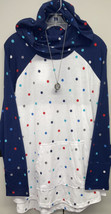 NWT LuLaRoe 2XL White Navy Blue Rainbow Polka Dot Knit Amber Hooded SWEA... - £35.68 GBP