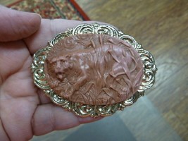 (CL78-3)  wild Tiger hunting in cattails CAMEO Pin pendant Jewelry cat jungle - £29.31 GBP