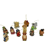 Vintage Miniature Nativity Christmas Tree Resin Ornaments 1.5&quot; Lot of 11 - $18.54